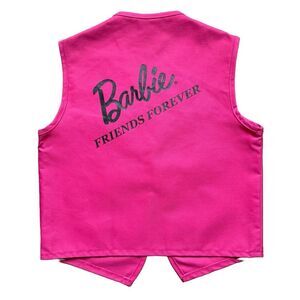 Vintage 80s 90s Barbie Friends Forever Pink Vest Womens Size M Rare